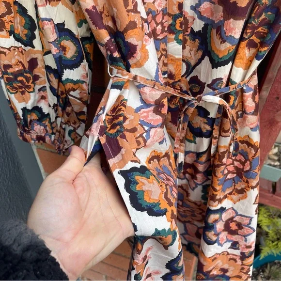 Cleobella floral block print cotton poplin shirt dress 14 - Picture 6 of 16